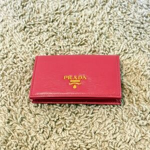 Prada Pink Card Holder with Gold Logo